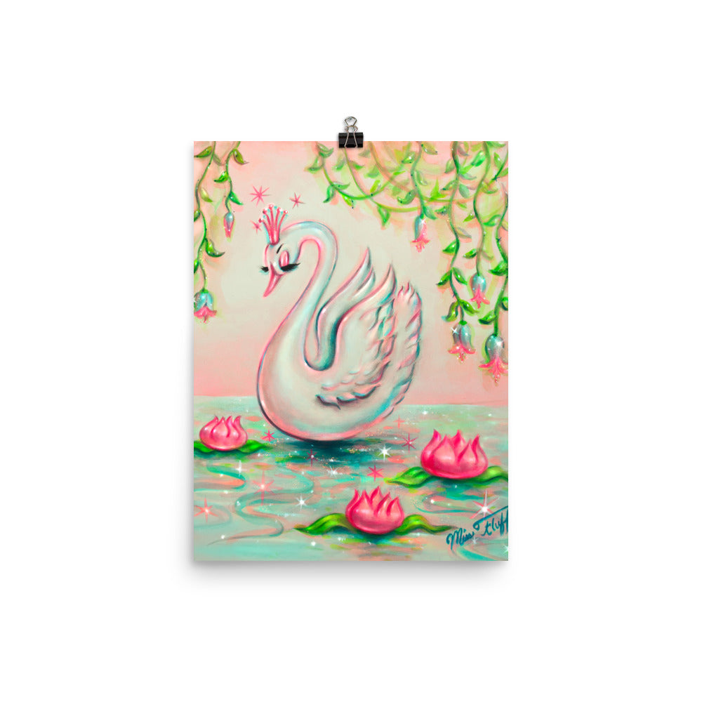 White Swan with Tiara • Art Print