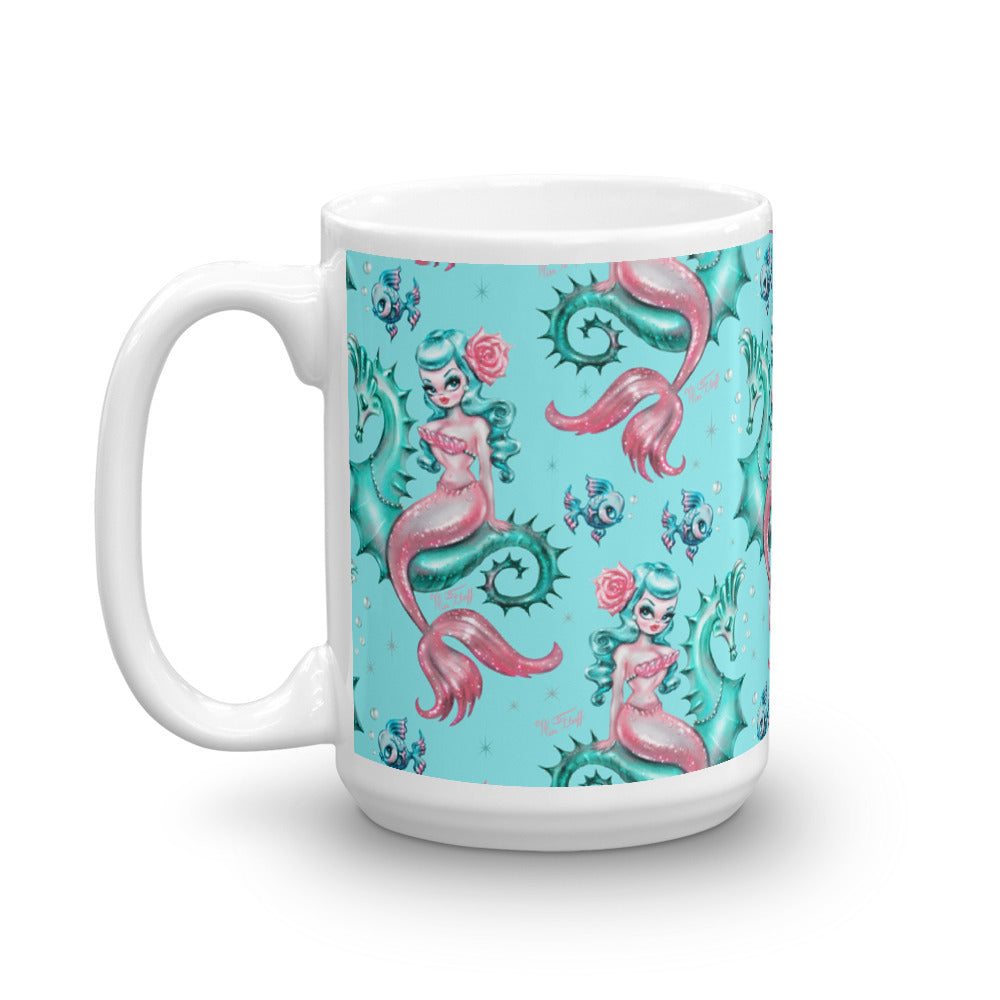 Mysterious Mermaid on Aqua • Mug