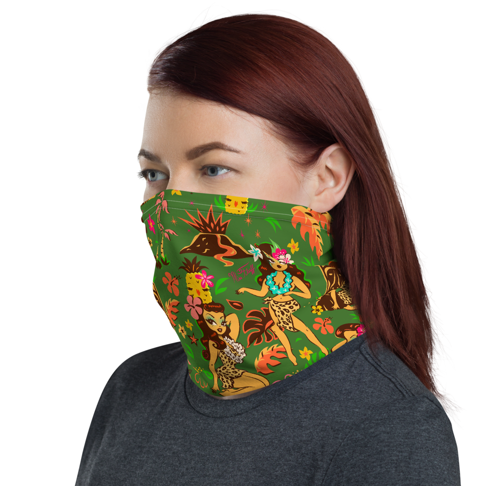 Tiki Temptress on Green • Neck Gaiter Face Mask