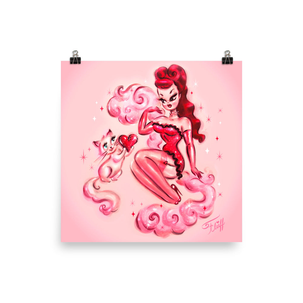 Smitten Kitten with Redhead Burlesque Girl • Art Print