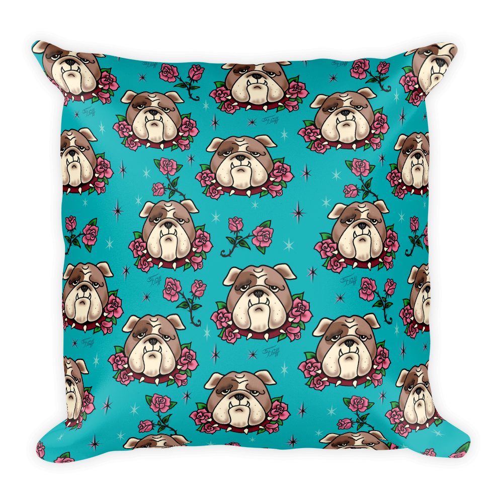 Bulldogs and Roses • Square Pillow