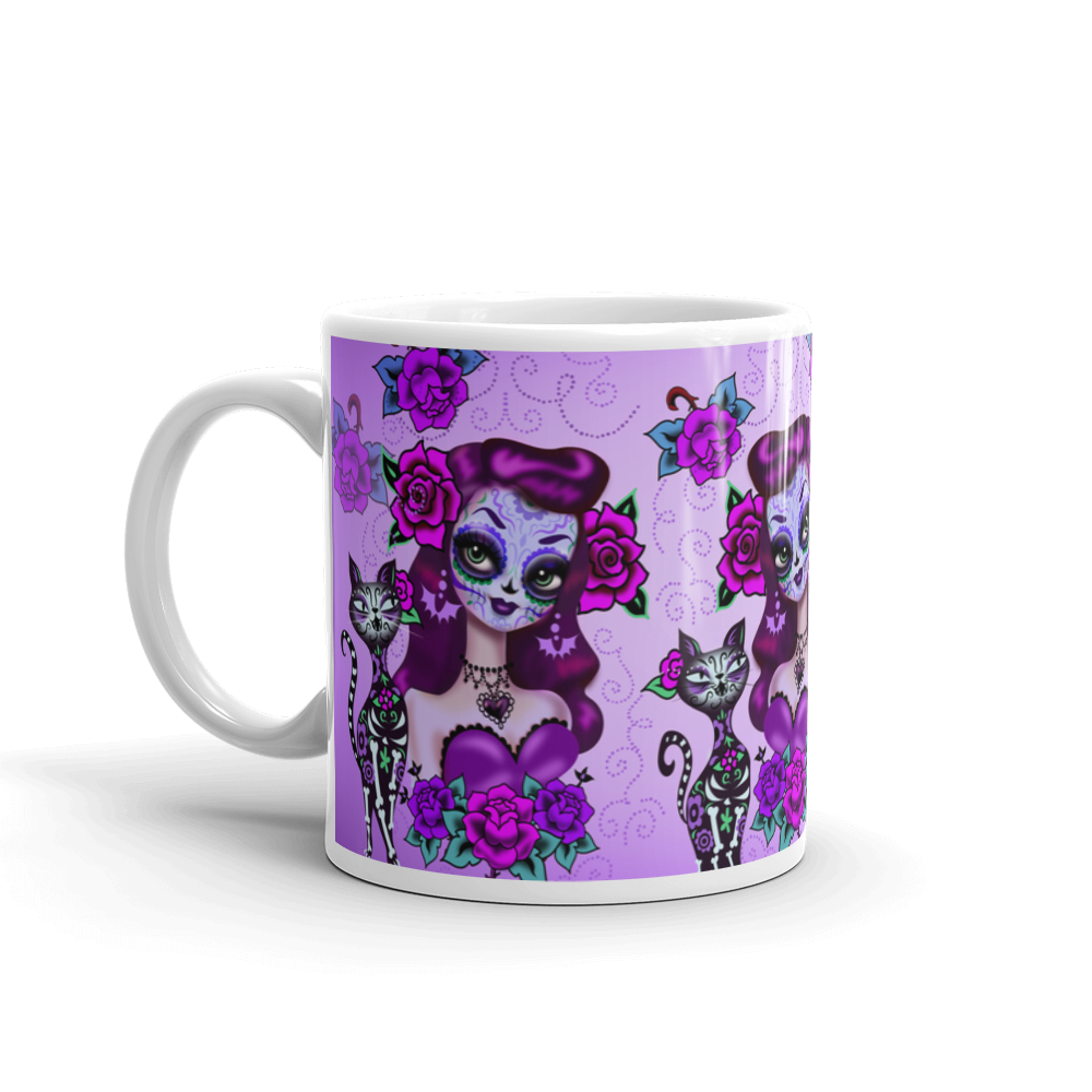 Purple Sugar Skull Girl • Mug