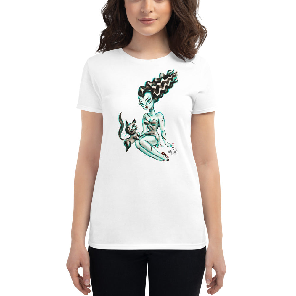 Bride of Frankenstein with Igor Kitty • Womens' T-Shirt