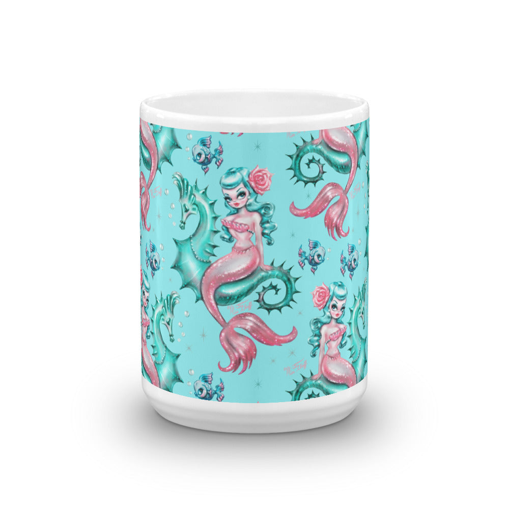 Mysterious Mermaid on Aqua • Mug