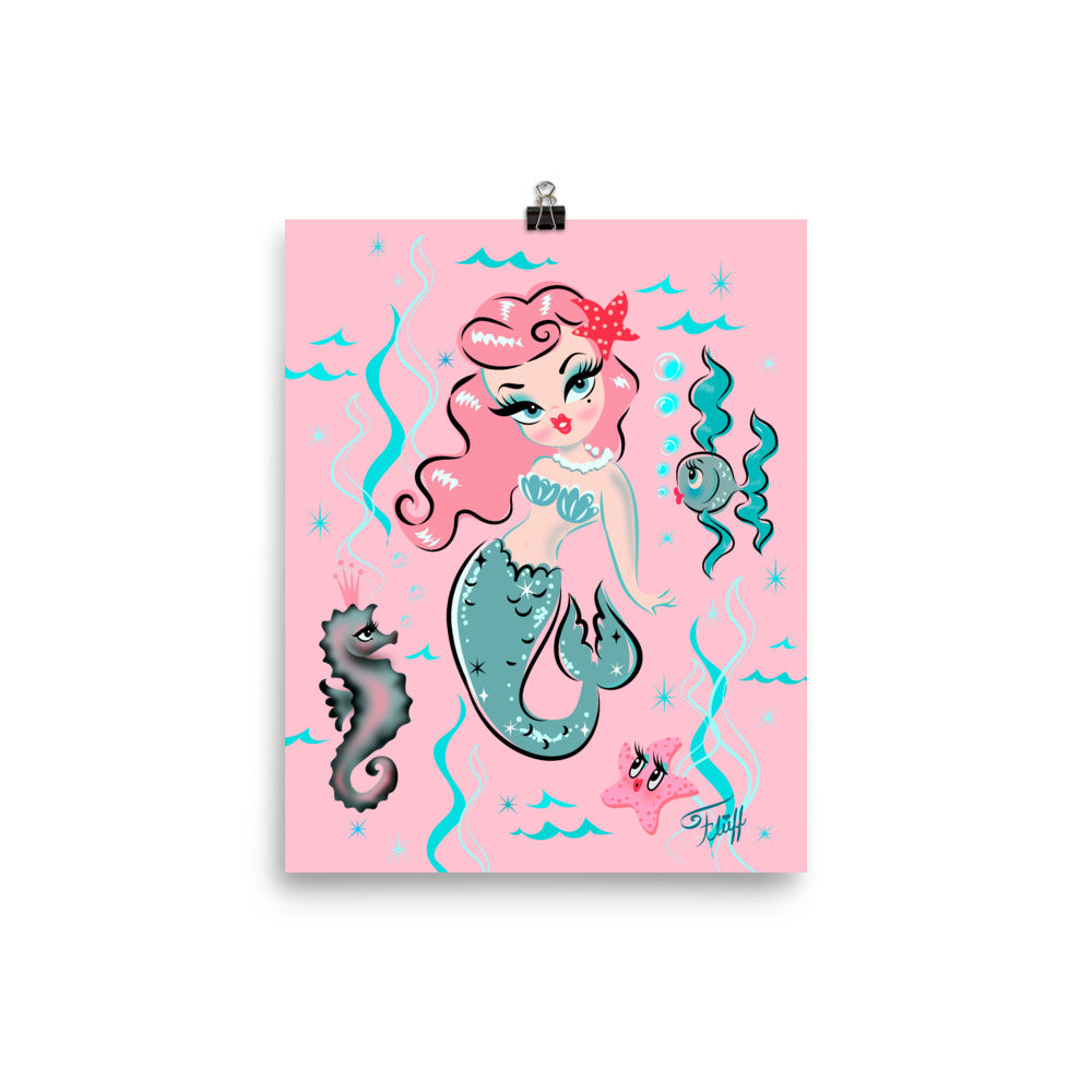 Babydoll Mermaid with Pink Hair • Art Print