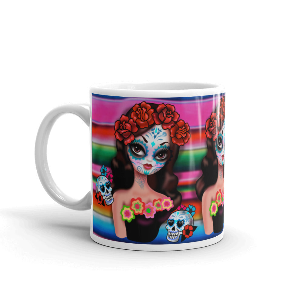 Day of the Dead Girl on Sarape • Mug