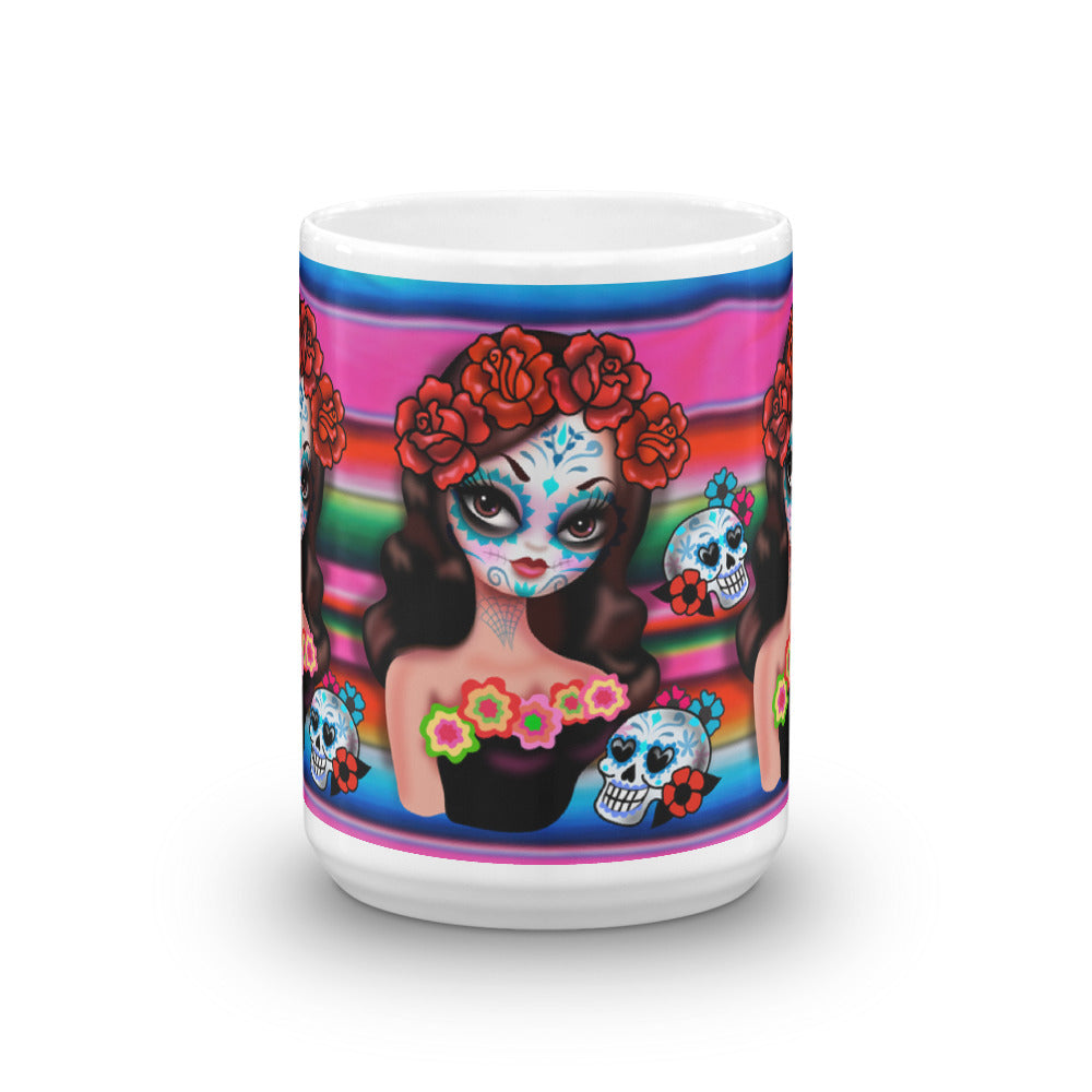 Day of the Dead Girl on Sarape • Mug