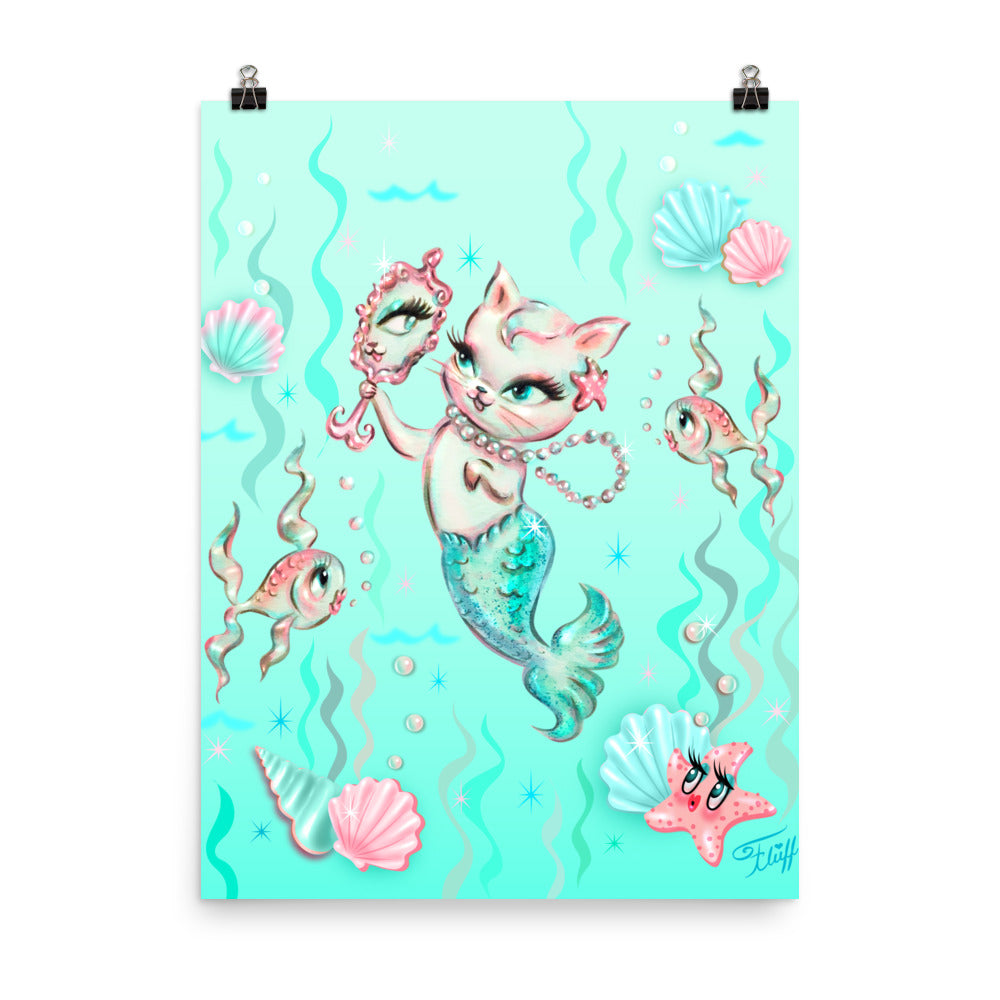 Merkitten with Pearls • Art Print