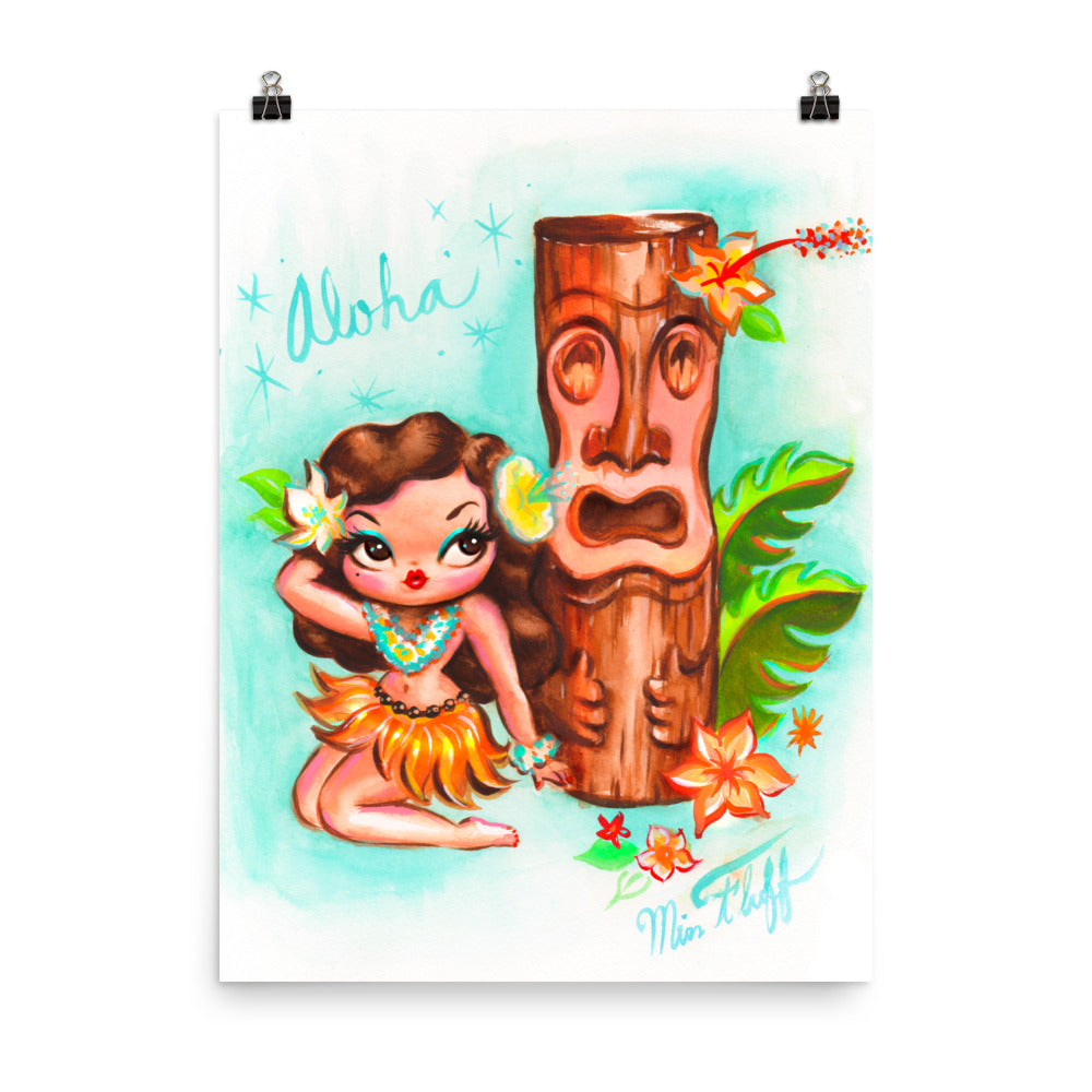 Hula Baby Doll with Tiki • Art Print