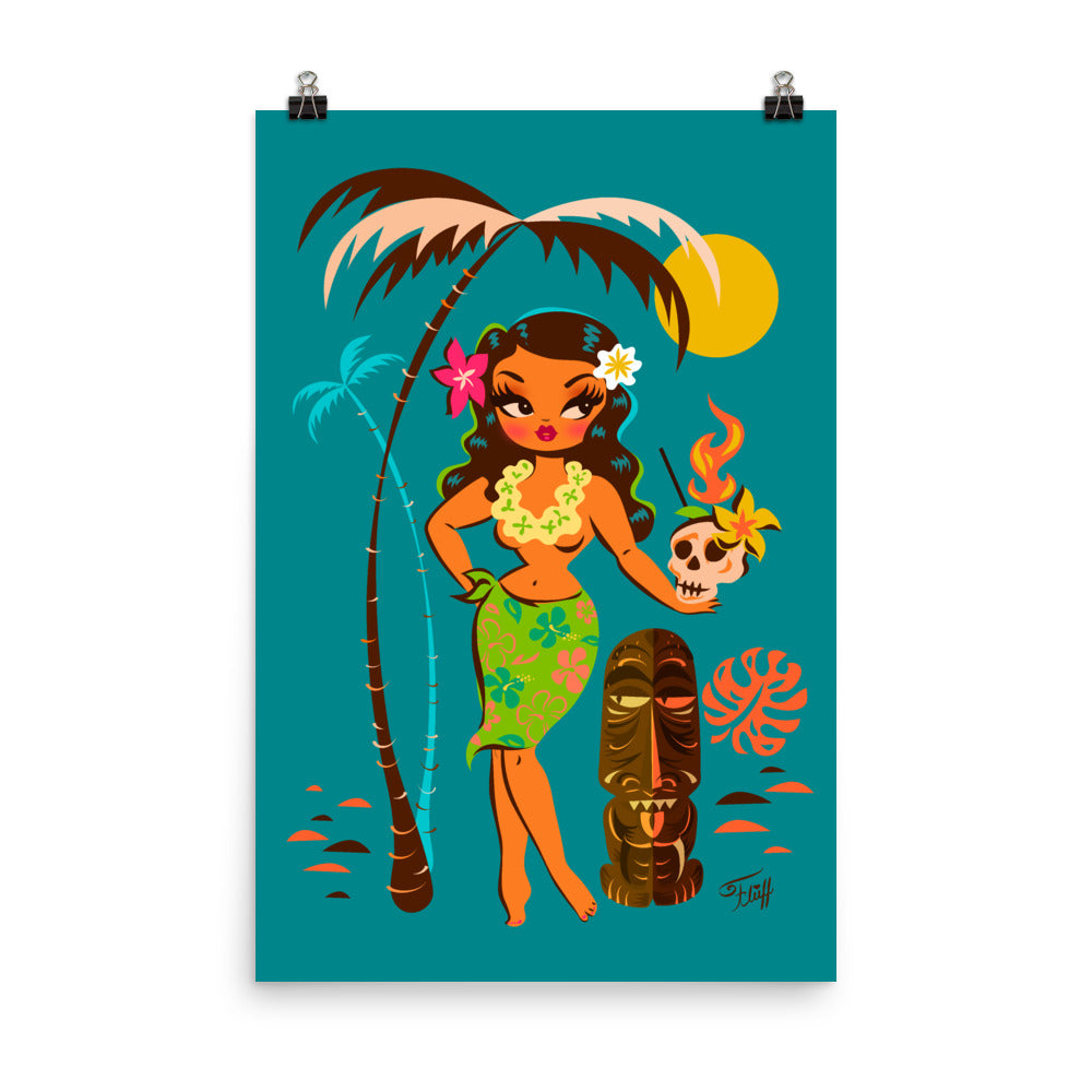 Tiki Temptress • With Skull Mug Cocktail • Art Print