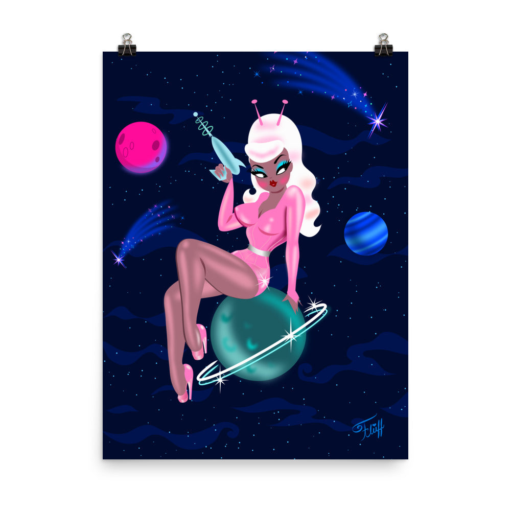 Space Girl on Saturn • Art Print