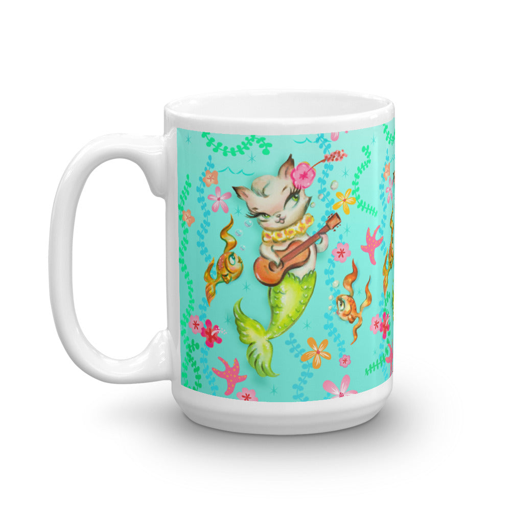 Mermaid Cat with Ukulele • Mug