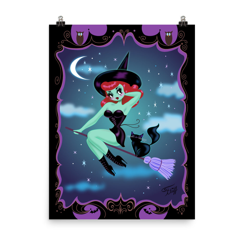 Cute Pinup Witch • Art Print