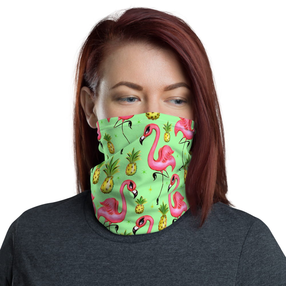 Flamingos and Pineapples • Neck Gaiter Face Mask