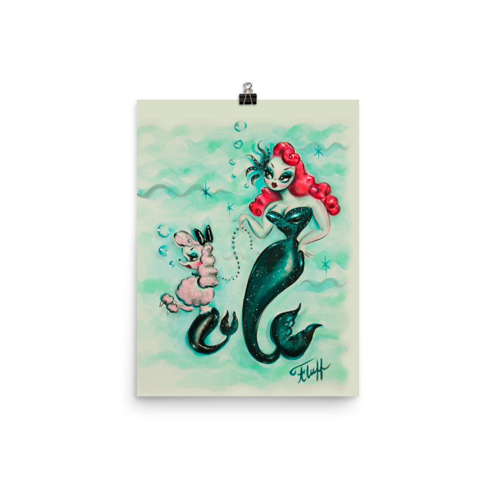 Glamorous Mermaid with Poodle Mermaid • Art Print