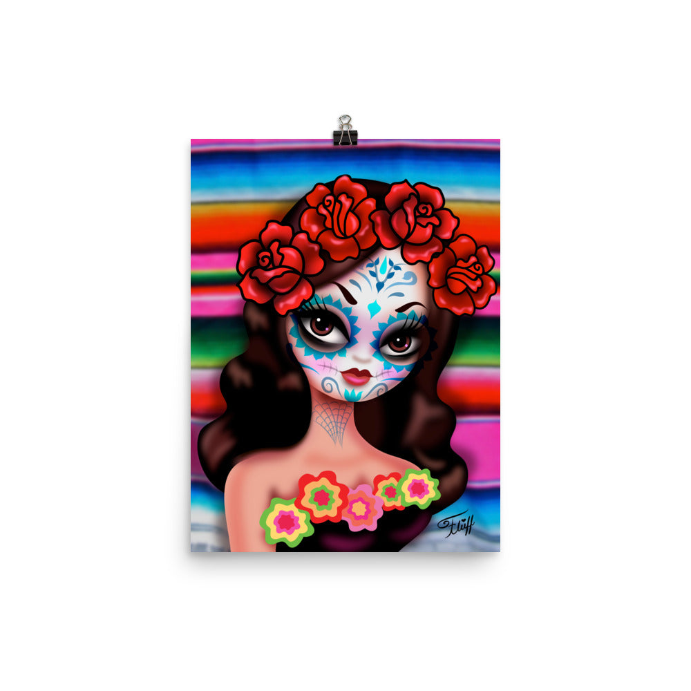 Day of the Dead Girl with Roses • Art Print