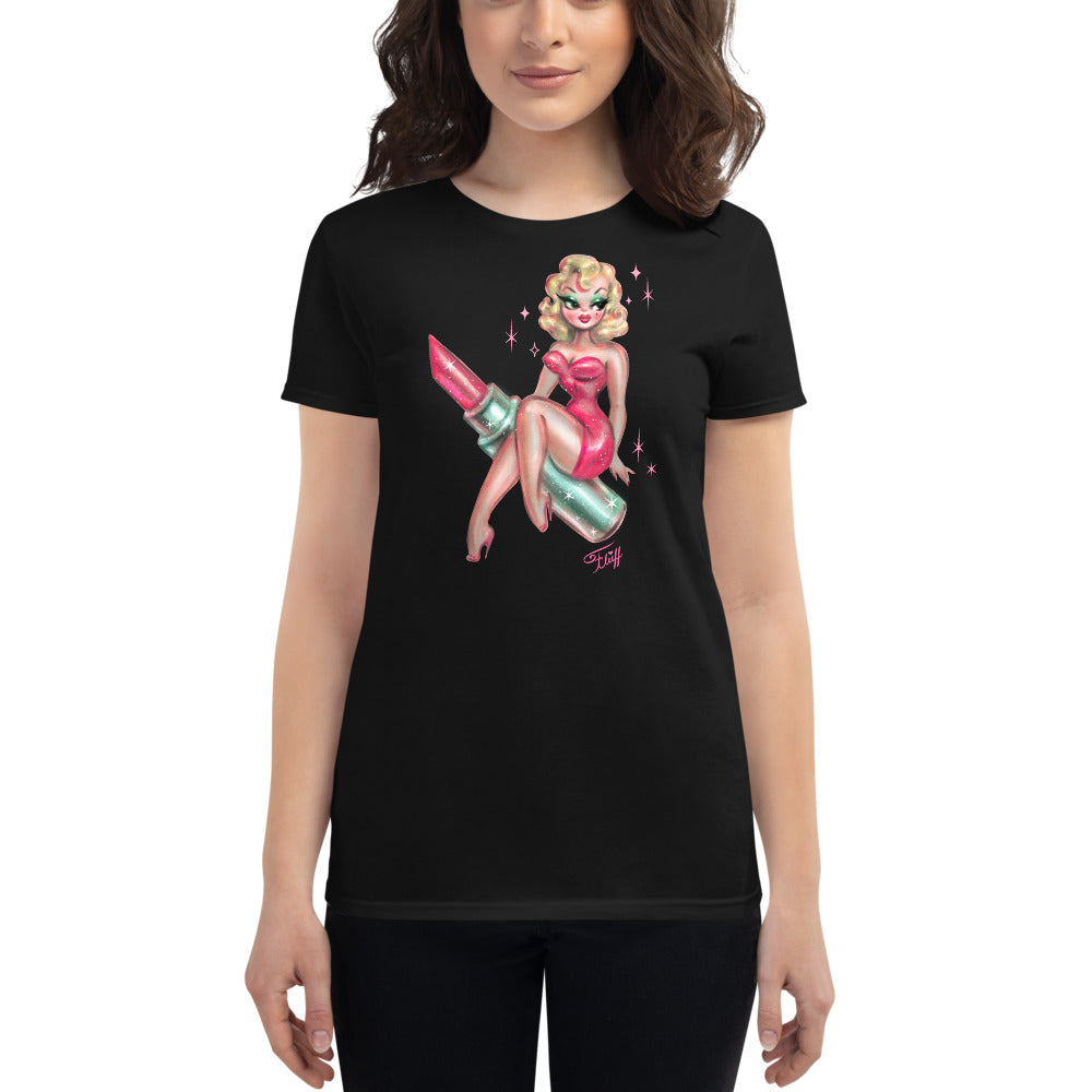 Pink Lipstick Glamour Doll • Women's T-Shirt