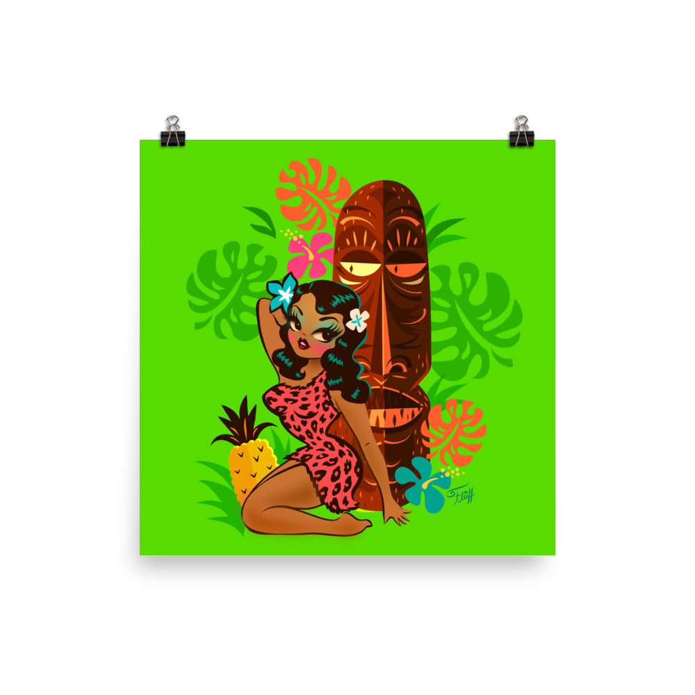 Tiki Temptress in Pink Leopard Print • Art Print