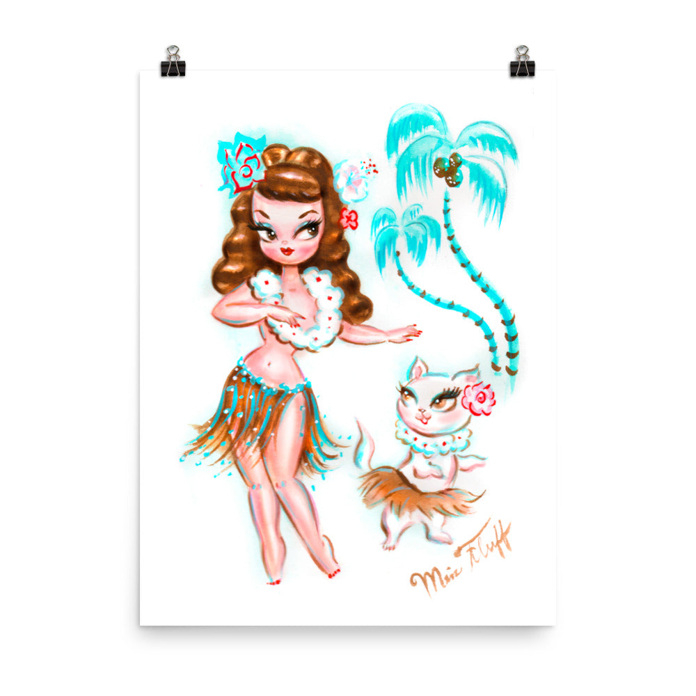 Hula Babydoll with Hula Kitty • Art Print