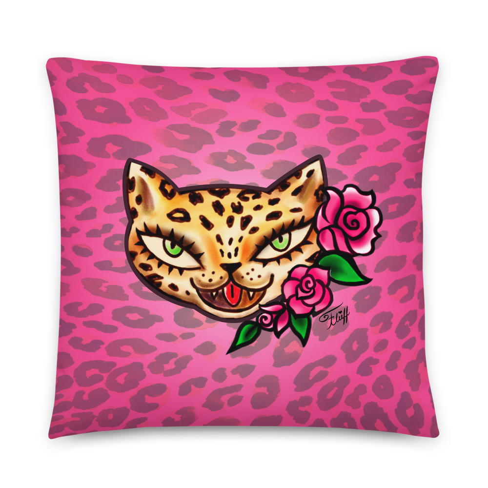 Leopard Kitty • Throw Pillow