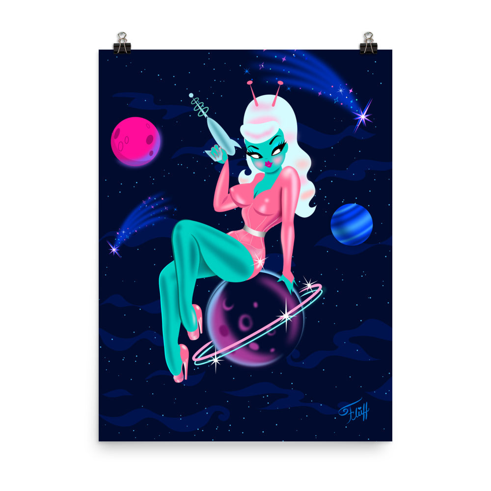 Alien Girl on Saturn • Art Print
