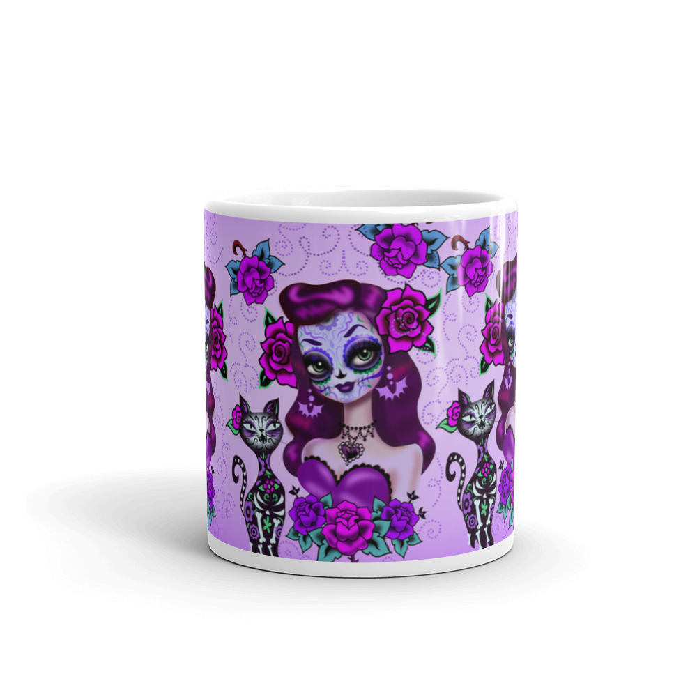 Purple Sugar Skull Girl • Mug