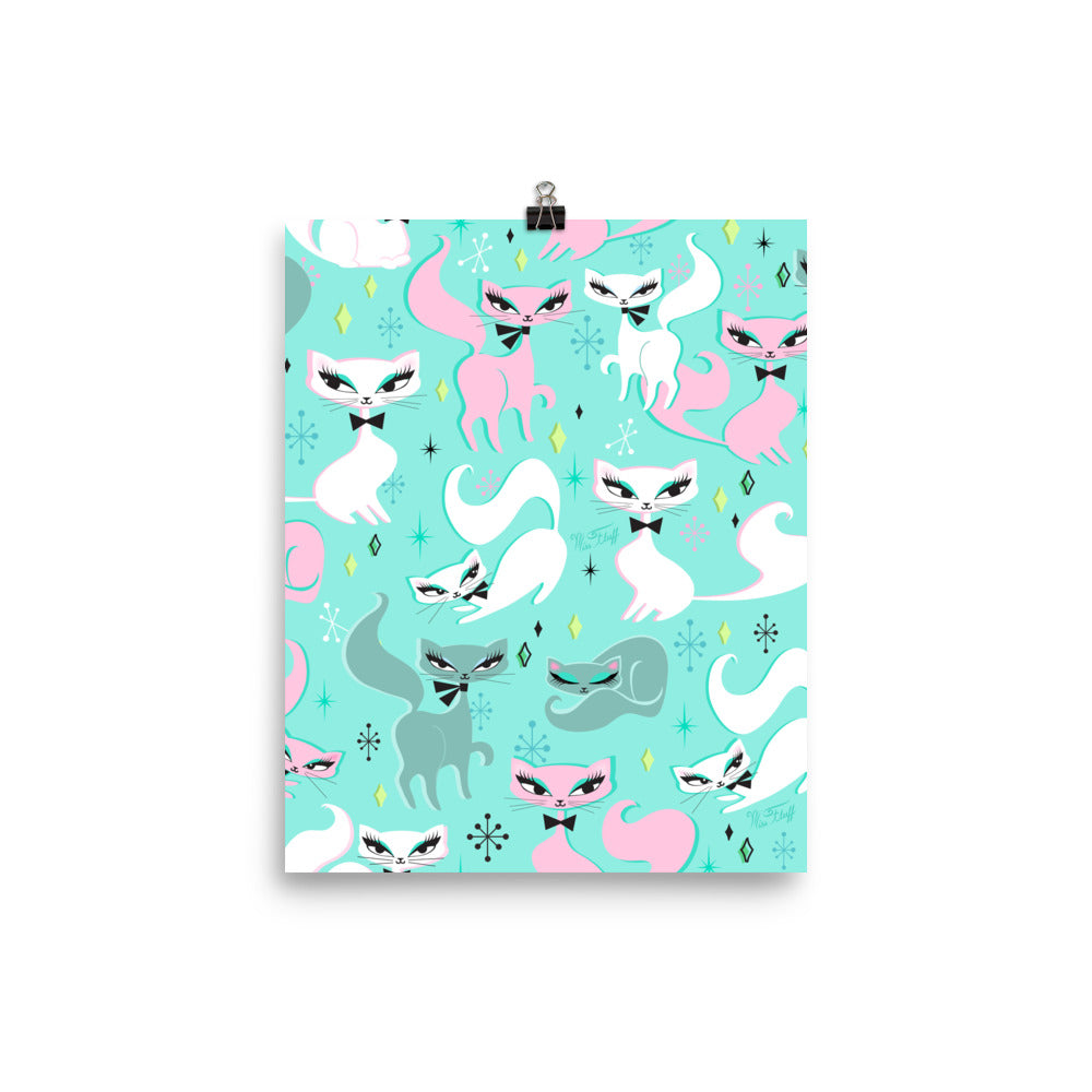 Swanky Kittens on Mint • Art Print