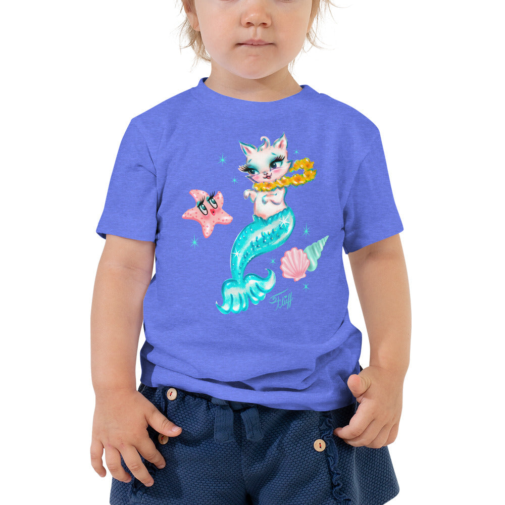 Merkitten with Lei and Starfish • Toddler Short Sleeve Tee