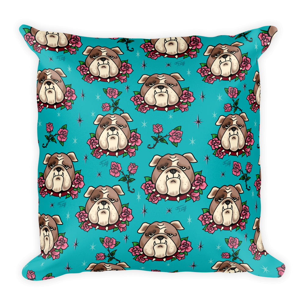 Bulldogs and Roses • Square Pillow