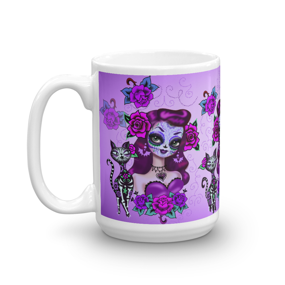 Purple Sugar Skull Girl • Mug