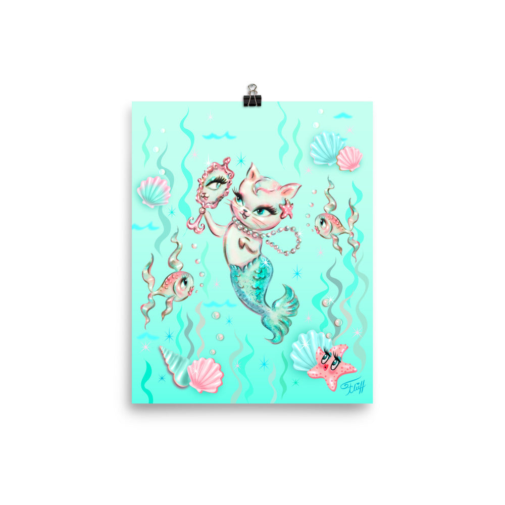 Merkitten with Pearls • Art Print