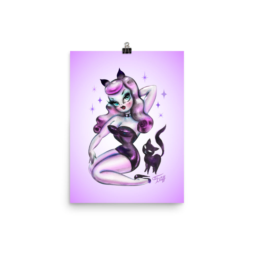 Purple Hair Kitten Pinup • Art Print