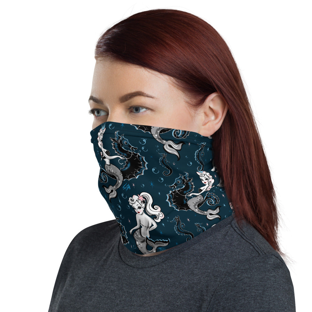 Pearla on Deep Blue • Neck Gaiter Face Mask