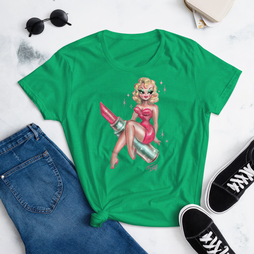 Pink Lipstick Glamour Doll • Women's T-Shirt