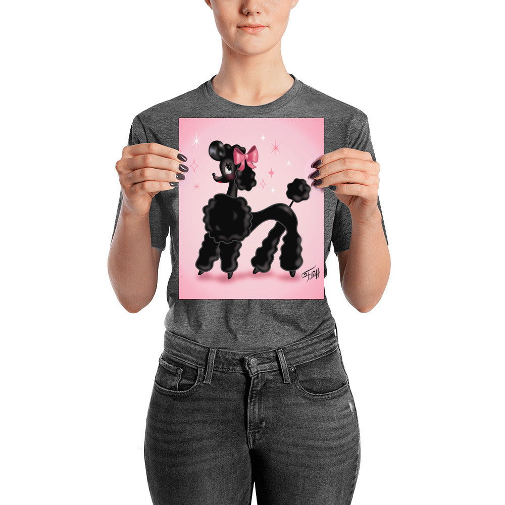 Pixie Poodle Black on Pink • Art Print