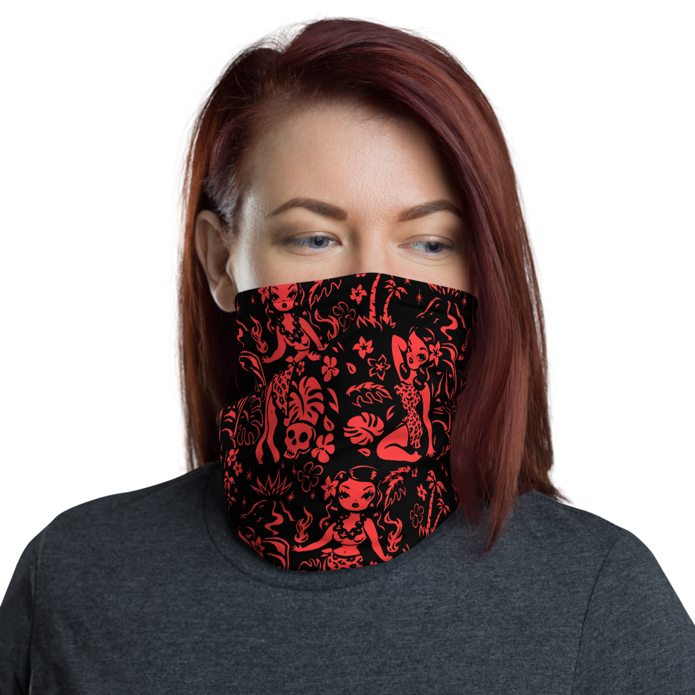 Tiki Temptress Red and Black • Neck Gaiter Face Mask