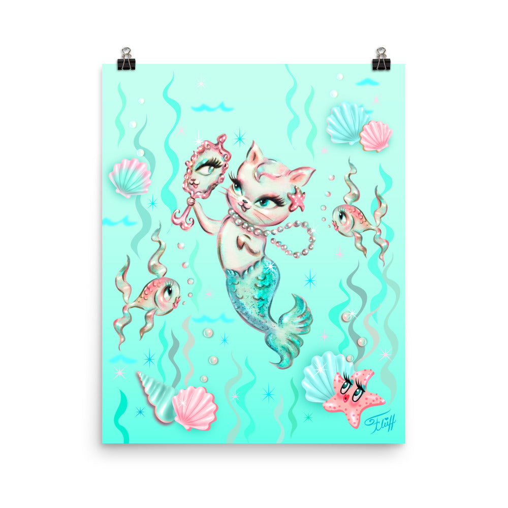 Merkitten with Pearls • Art Print