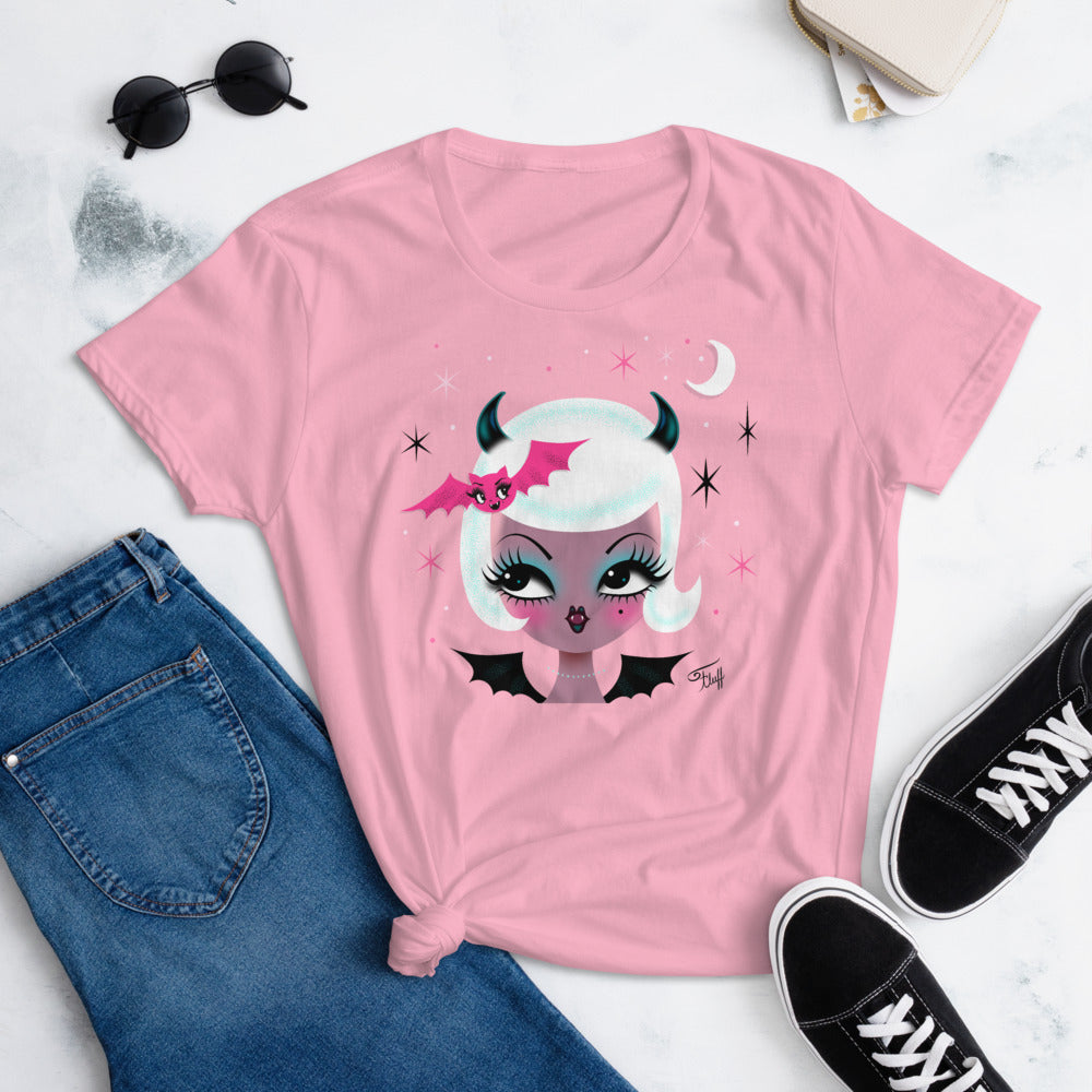 Vampire Dolly with Cute Bat • Women's T-Shirt