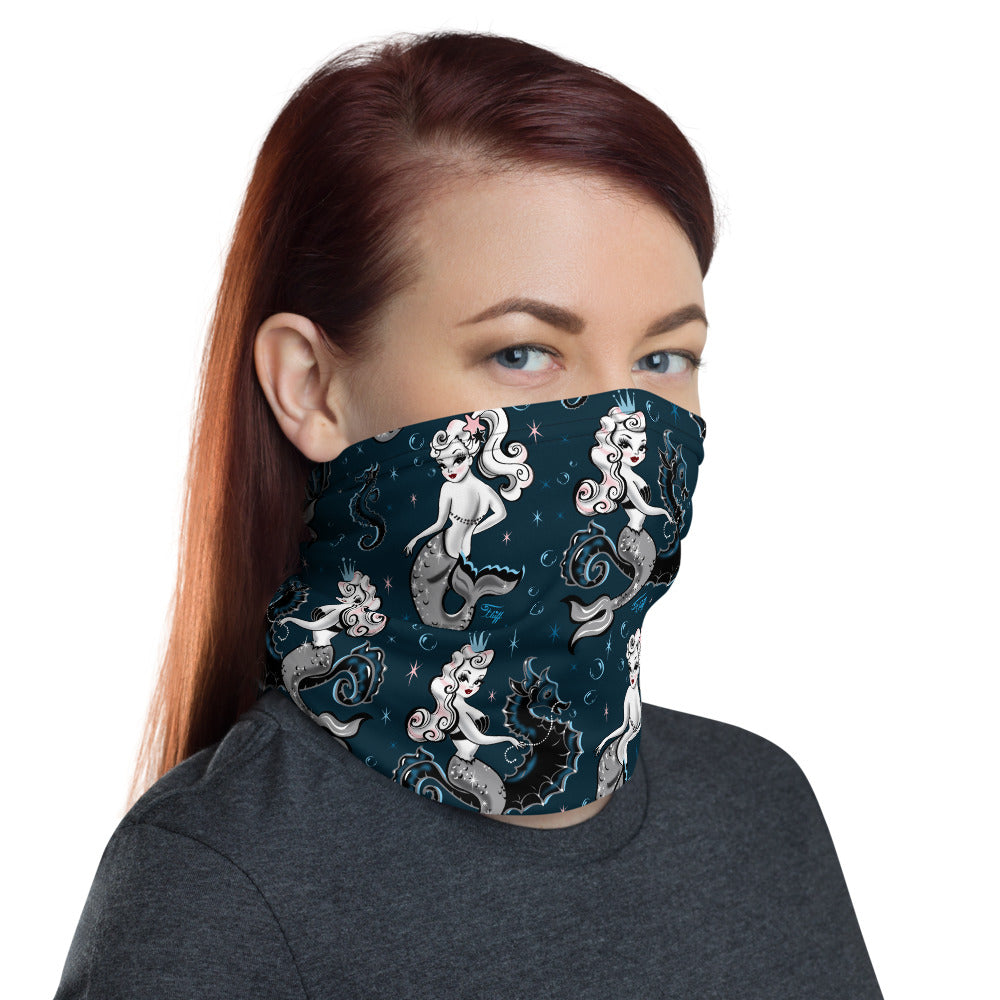 Pearla on Deep Blue • Neck Gaiter Face Mask