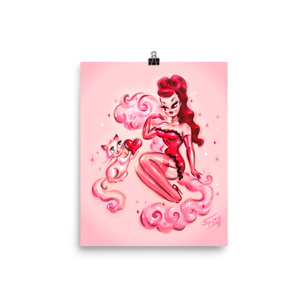 Smitten Kitten with Redhead Burlesque Girl • Art Print