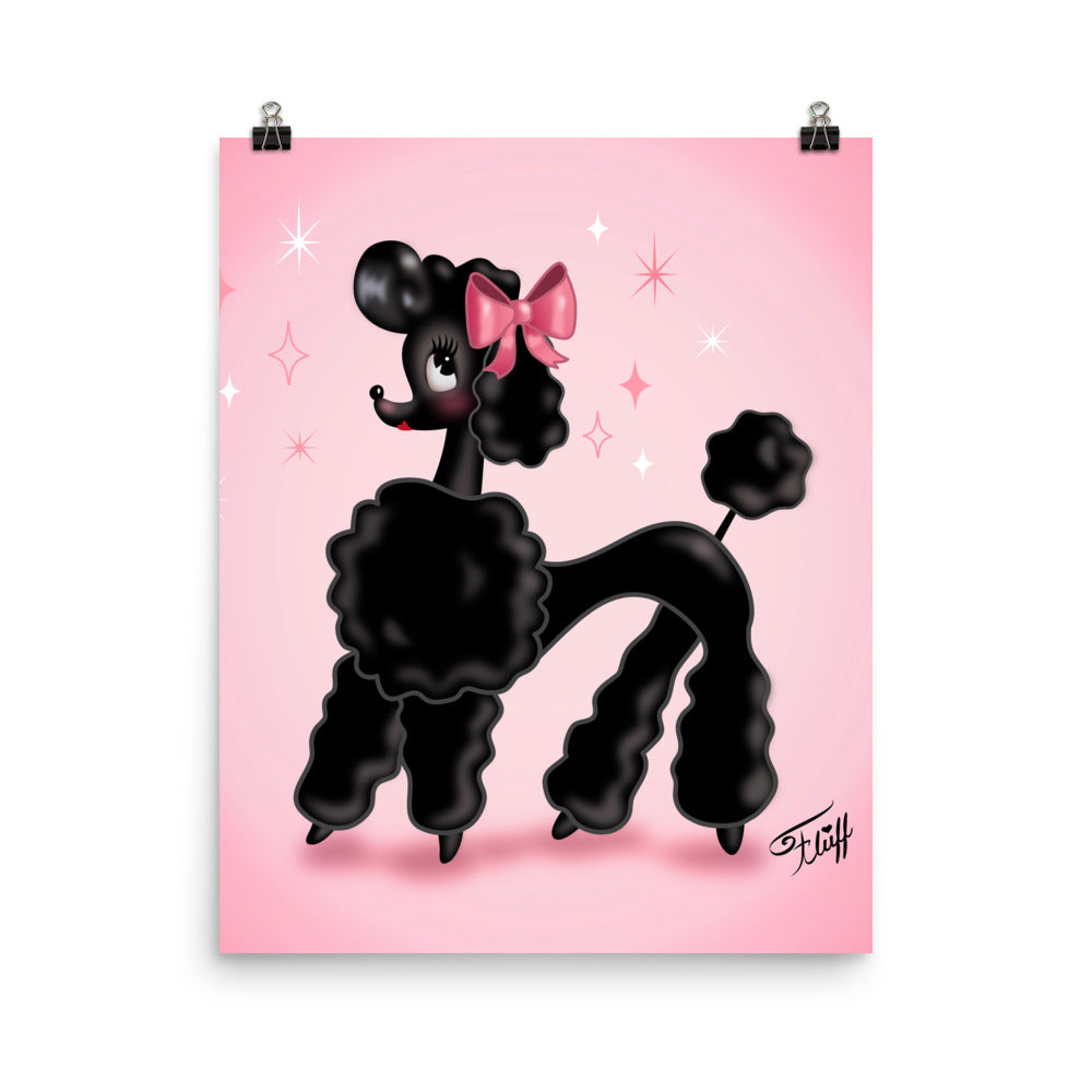 Pixie Poodle Black on Pink • Art Print