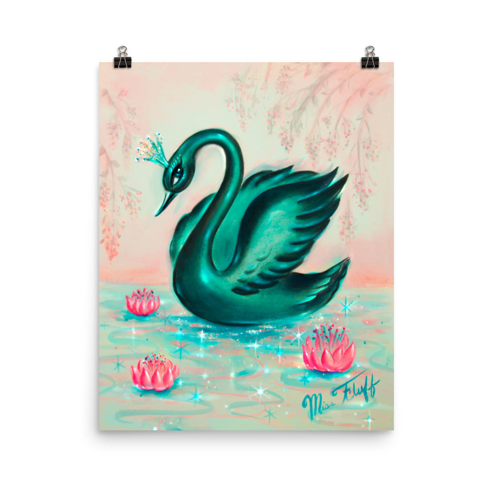 Black Swan with Tiara • Art Print