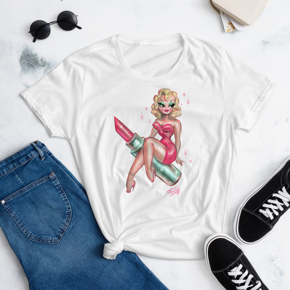 Pink Lipstick Glamour Doll • Women's T-Shirt