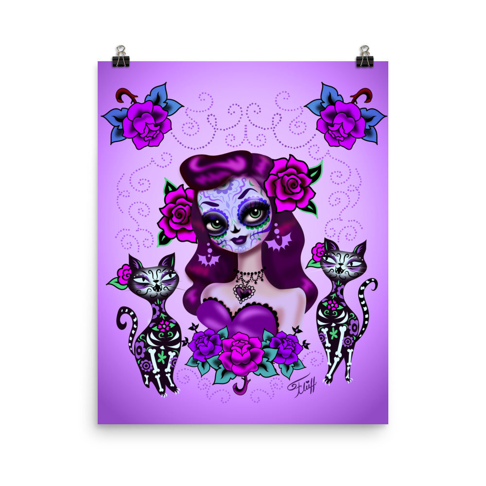 Day of the Dead • Sugar Skull Girl in Purple • Art Print