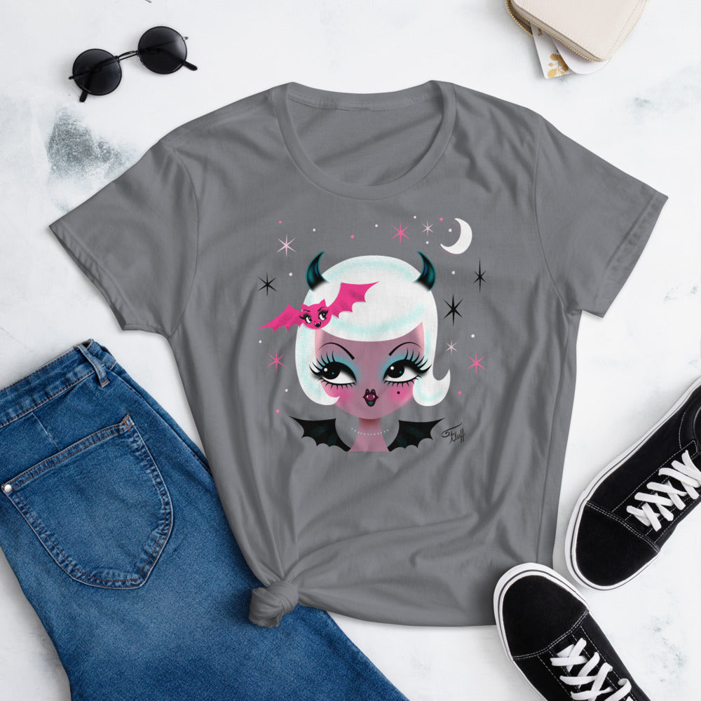 Vampire Dolly with Cute Bat • Women's T-Shirt