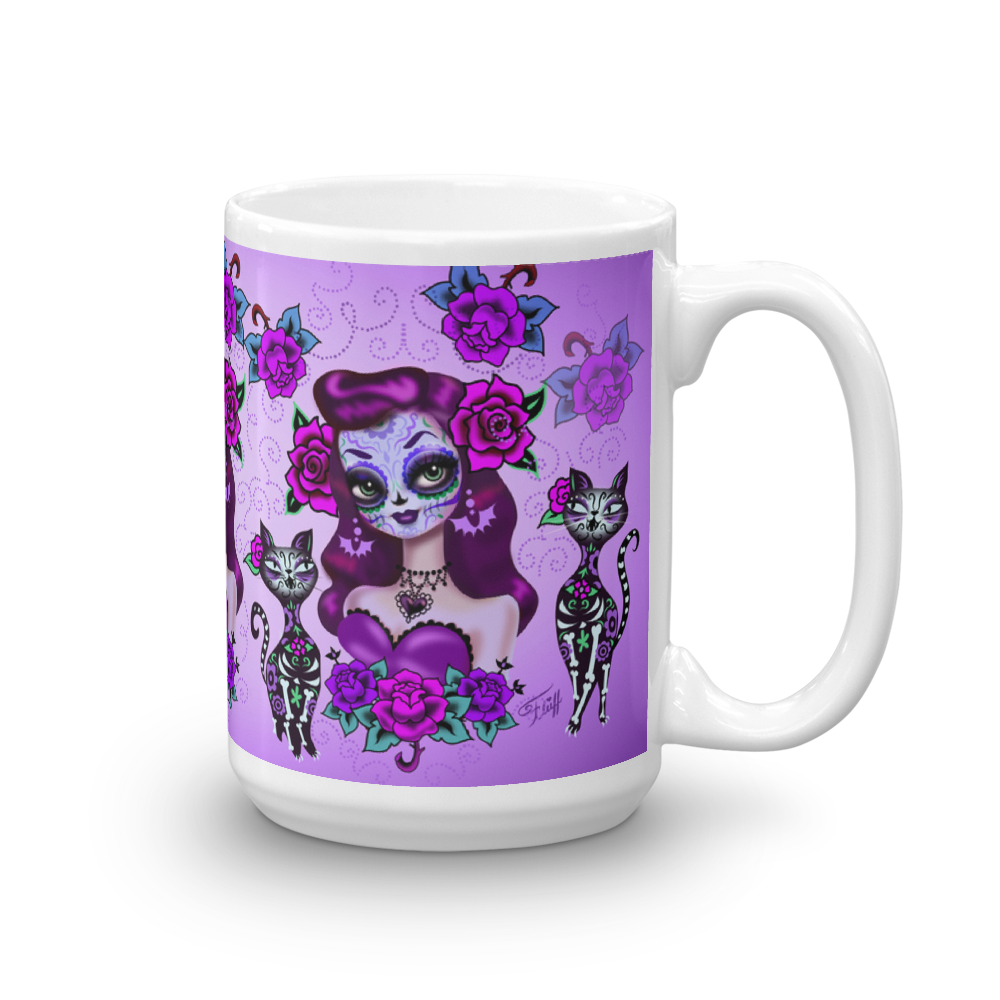 Purple Sugar Skull Girl • Mug