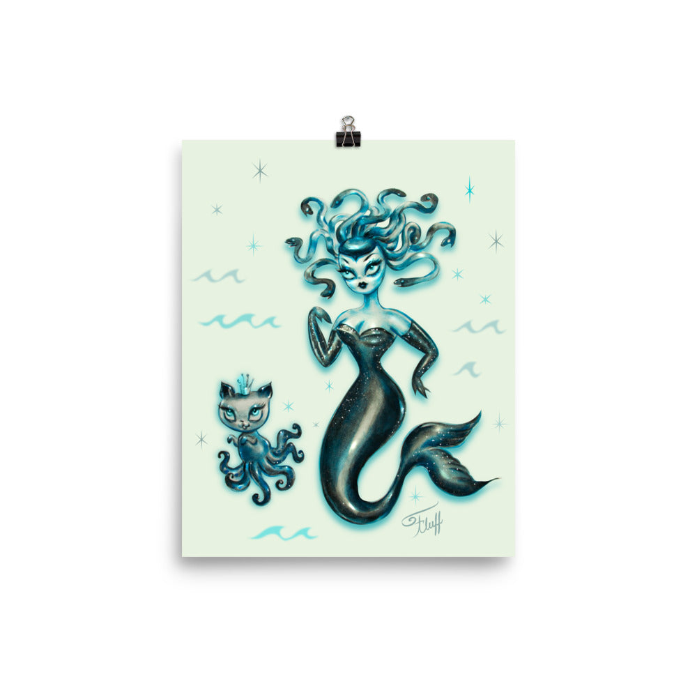 Blue Medusa Mermaid • Art Print