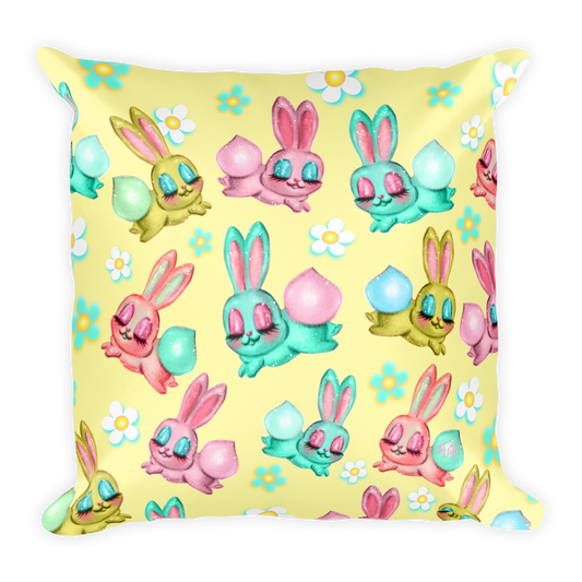 Bunnies and Daisies • Square Pillow