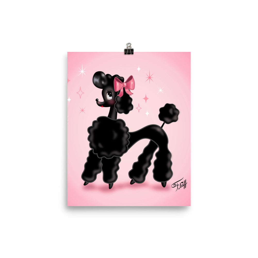 Pixie Poodle Black on Pink • Art Print