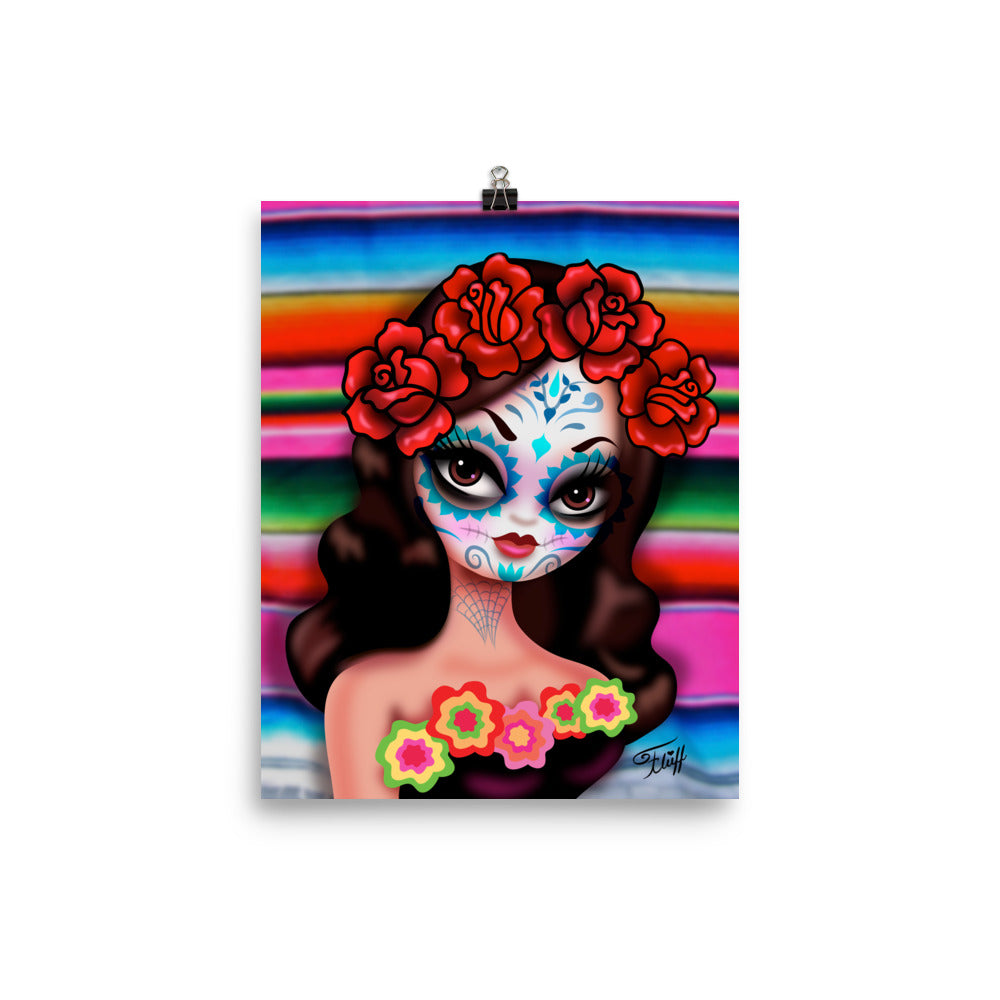 Day of the Dead Girl with Roses • Art Print